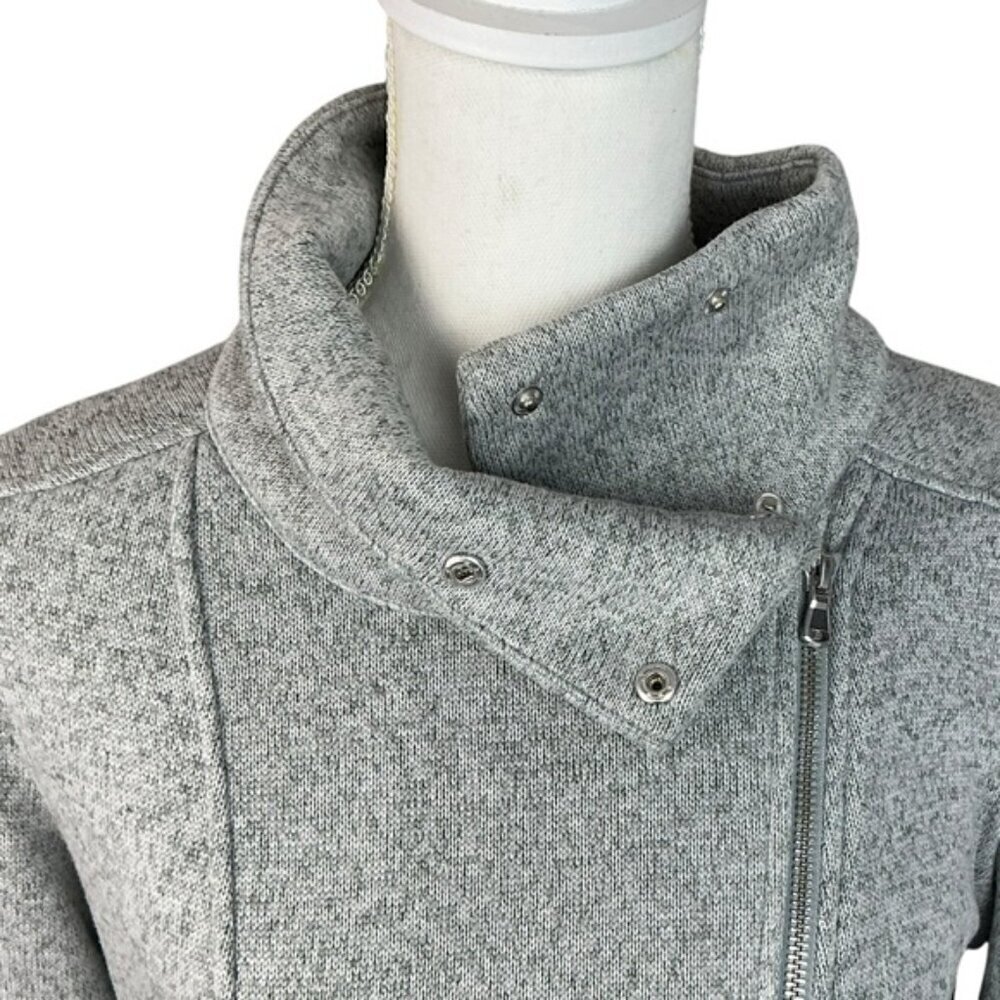 Go Warm Moto Jacket Women Heather Gray Asymmetrical Metal Zip Pockets Zip Up M - Picture 11 of 16